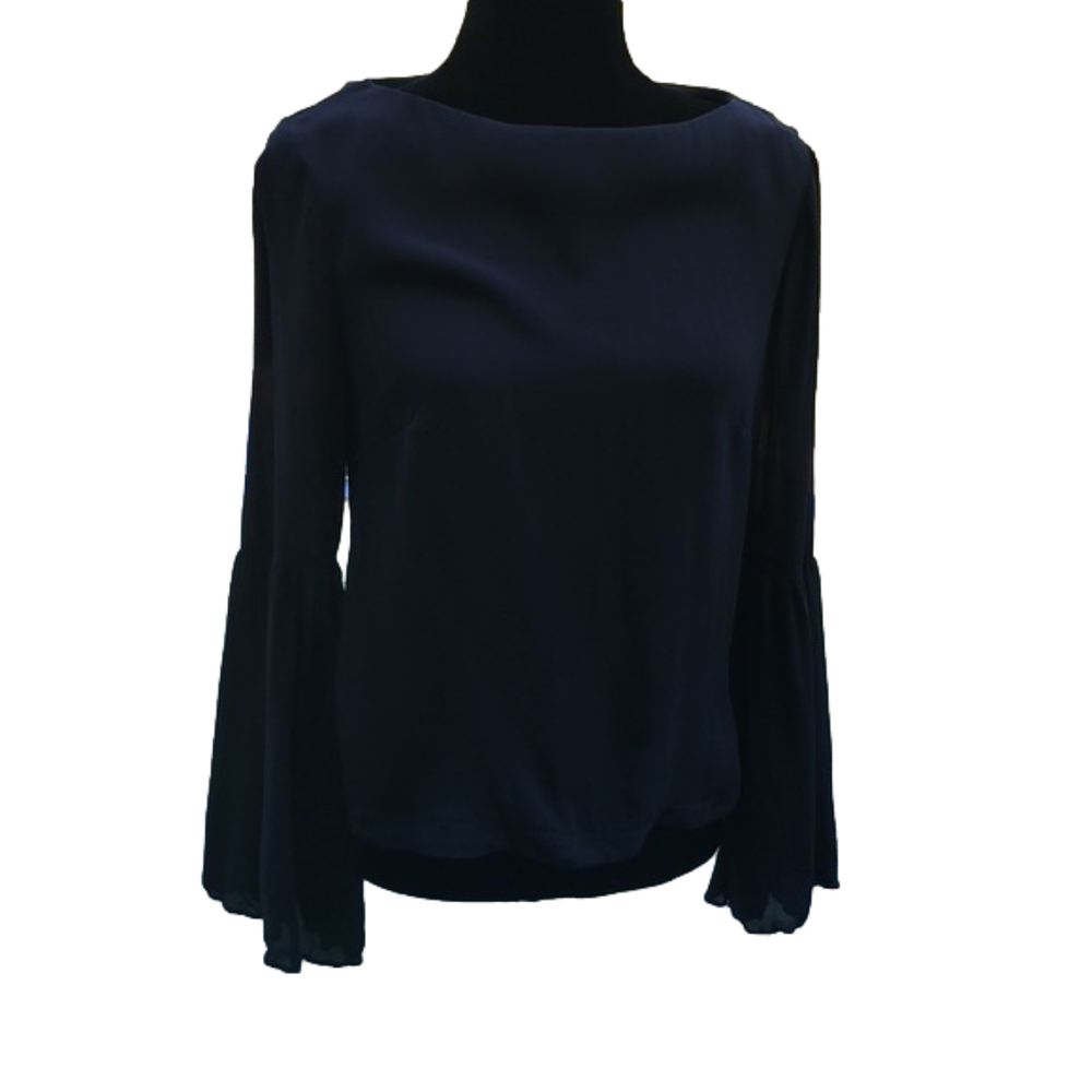 Nicole Miller Navy Silk Blouse Womans Sz S